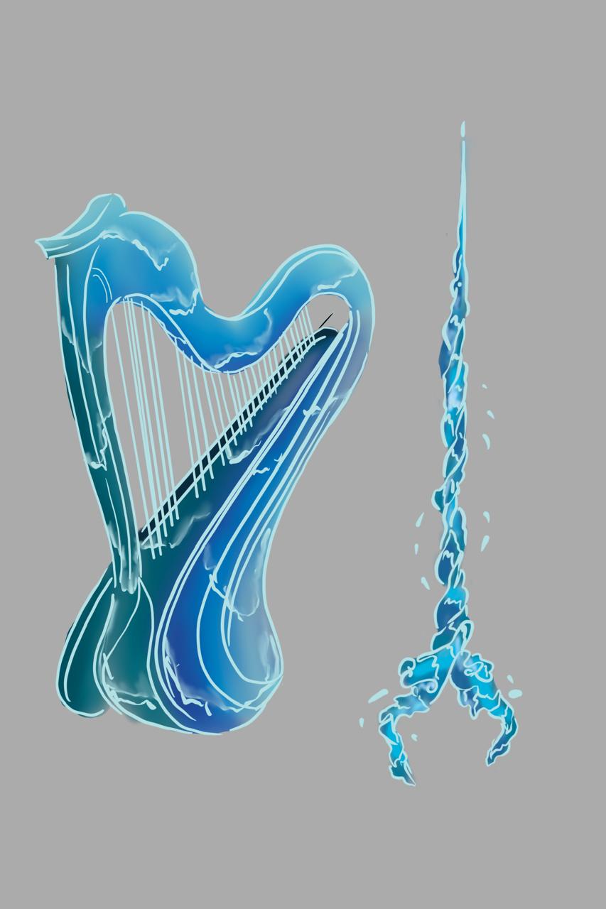 Siren’s Melody: A melodic bow that bends water into arrows with each string’s song.